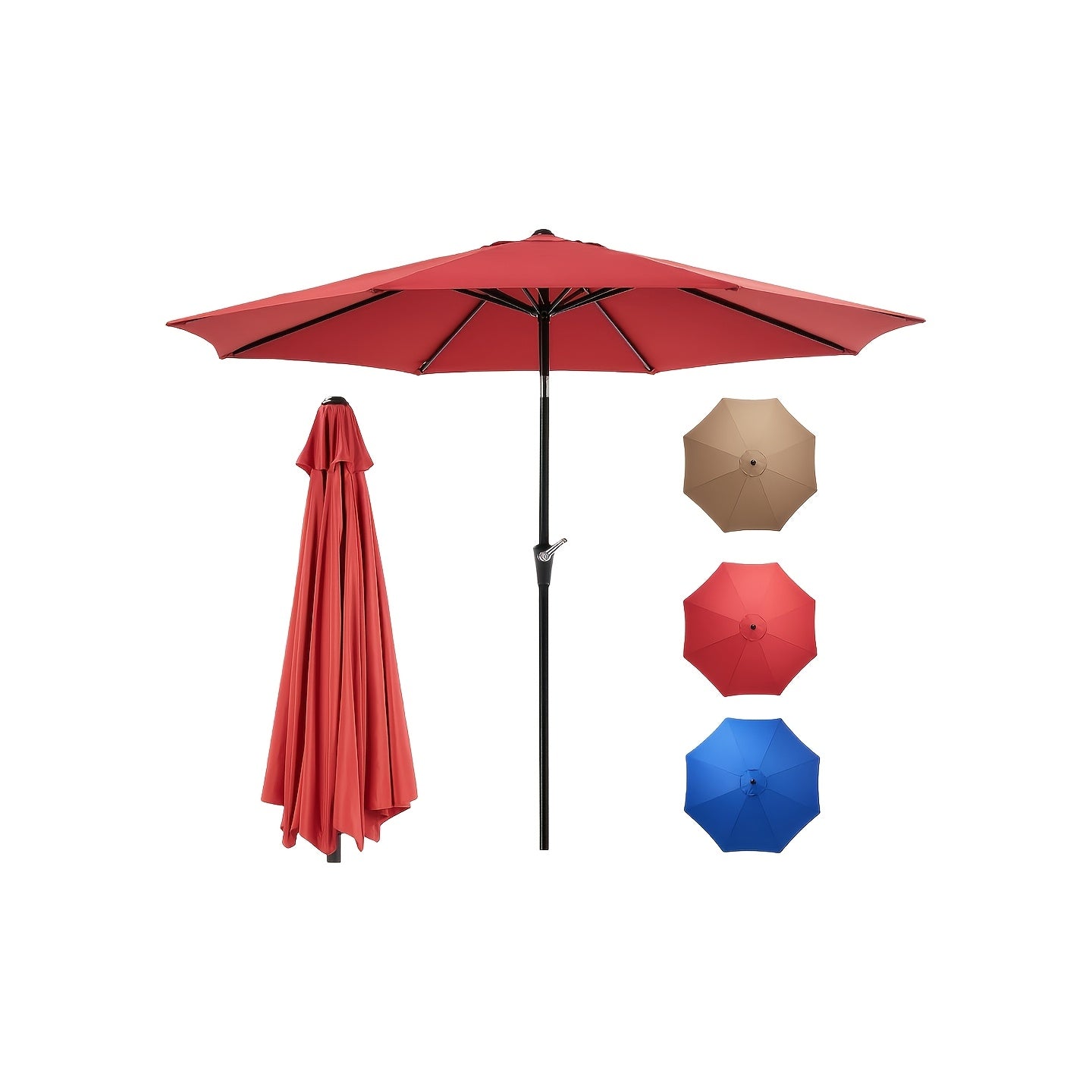 Patio Umbrella shown in the Red, 9 FT option