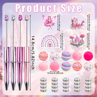 Pen Toppers - Unicorn 8 Sets Princess Castle & Pink Fairy Wooden Decorative Pencil for - product detail view 2