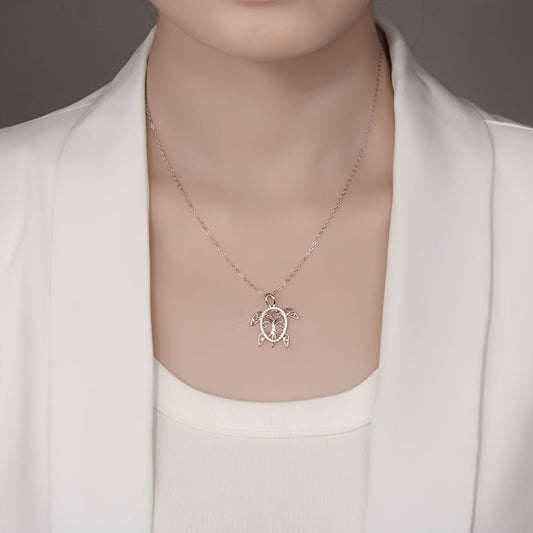 Pendant Necklace - 925 Sterling Silver Sea Turtle Tree of Life Ocean Women Beach Jewelry Gift - product detail view 2