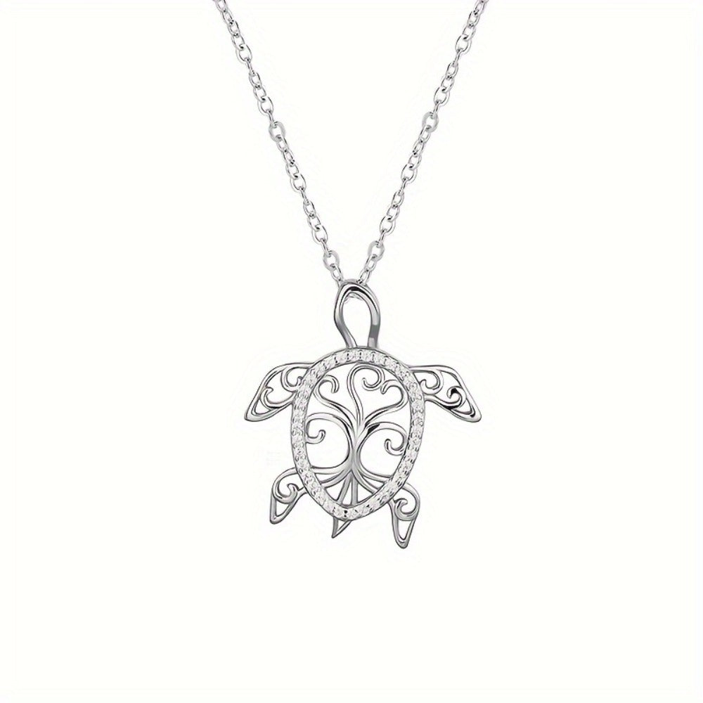 Pendant Necklace - 925 Sterling Silver Sea Turtle Tree of Life Ocean Women Beach Jewelry Gift - product detail view 3