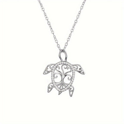 Pendant Necklace - 925 Sterling Silver Sea Turtle Tree of Life Ocean Women Beach Jewelry Gift - product detail view 3