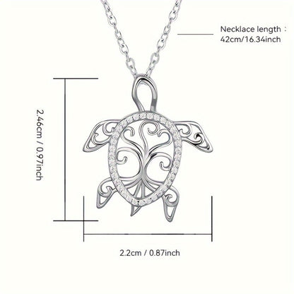 Pendant Necklace - 925 Sterling Silver Sea Turtle Tree of Life Ocean Women Beach Jewelry Gift - product detail view 5