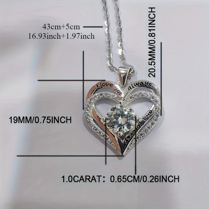 Pendant Necklace - Moissanite 925 Sterling Silver 1 Carat Heart Shaped for Women Diamond - product detail view 4