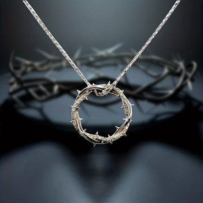 Pendant Necklace - Moissanite Ring 925 Silver 1 Carat Thorn Design Sparkling Diamond - main product view