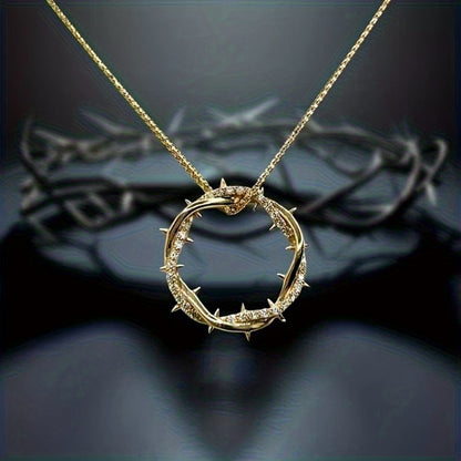 Pendant Necklace - Moissanite Ring 925 Silver 1 Carat Thorn Design Sparkling Diamond - product detail view 3