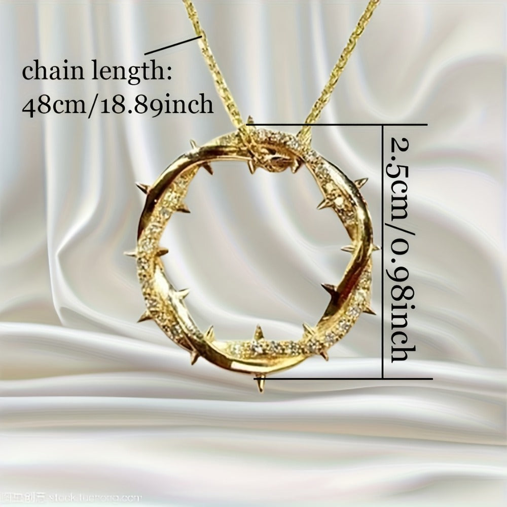 Pendant Necklace - Moissanite Ring 925 Silver 1 Carat Thorn Design Sparkling Diamond - product detail view 4