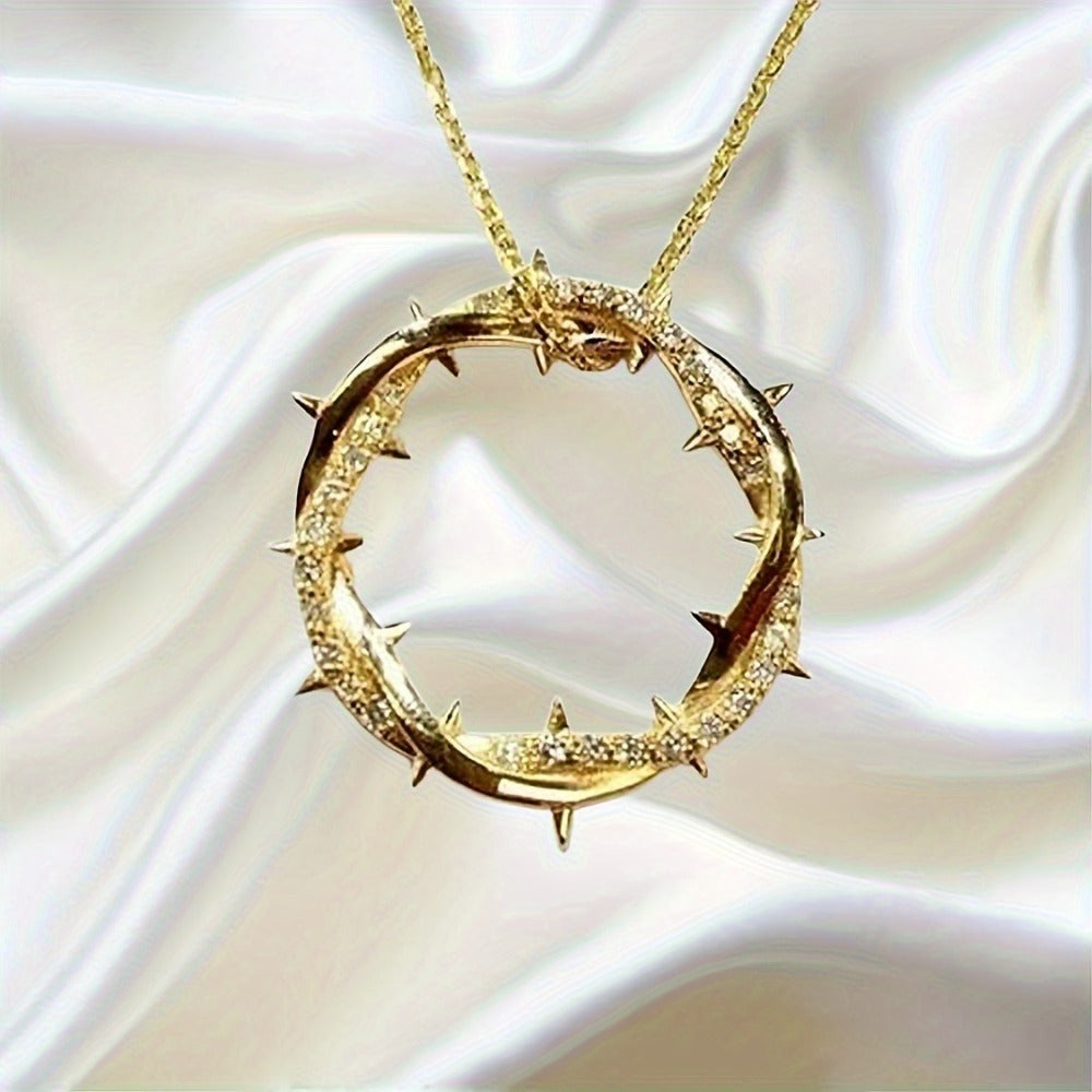 Pendant Necklace - Moissanite Ring 925 Silver 1 Carat Thorn Design Sparkling Diamond - product detail view 5