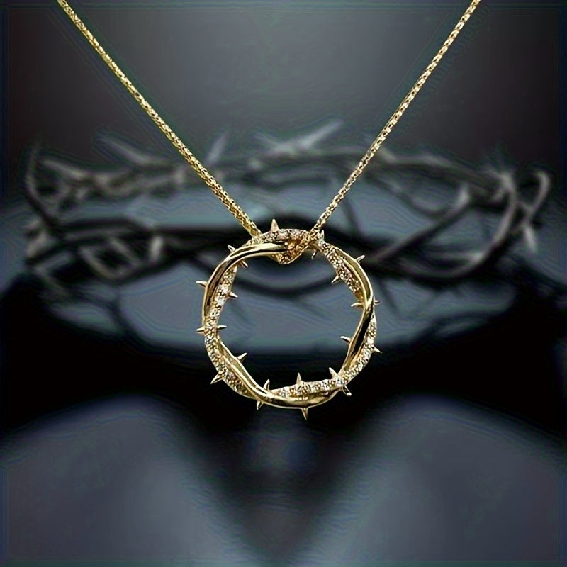 Pendant Necklace - Moissanite Ring 925 Silver 1 Carat Thorn Design Sparkling Diamond - product detail view 7