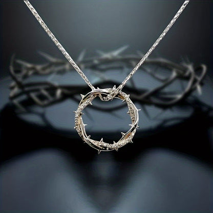 Pendant Necklace - Moissanite Ring 925 Silver 1 Carat Thorn Design Sparkling Diamond - product detail view 8