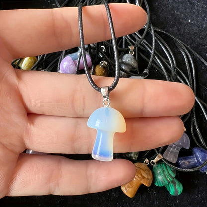 Pendant Necklace - Mushroom Crystal Stone Set 20pcs Mini Random Assorted Colorful Sparkling - product detail view 2