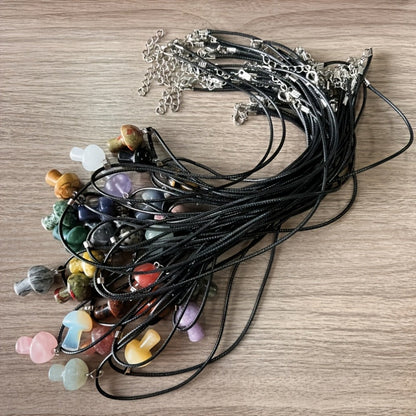Pendant Necklace - Mushroom Crystal Stone Set 20pcs Mini Random Assorted Colorful Sparkling - product detail view 3