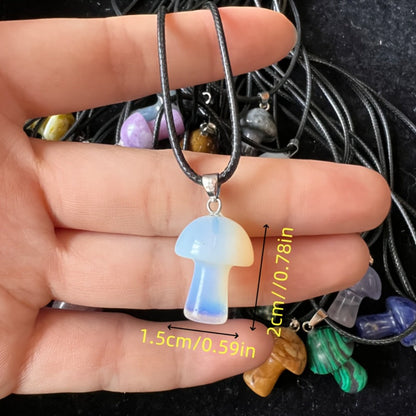 Pendant Necklace - Mushroom Crystal Stone Set 20pcs Mini Random Assorted Colorful Sparkling - product detail view 5