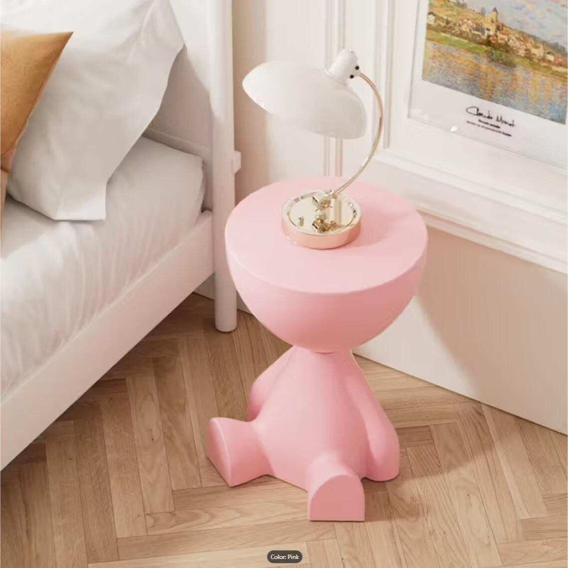 Nightstand shown in the Pink option