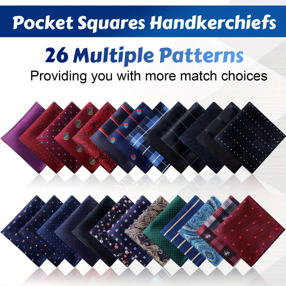 Pocket Squares - for Men 52pcs Bulk Set - Soft Woven Handkerchief Suit Accessories 9x9 Inch - product detail view 6