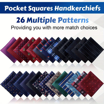 Pocket Squares - for Men 52pcs Bulk Set - Soft Woven Handkerchief Suit Accessories 9x9 Inch - product detail view 6