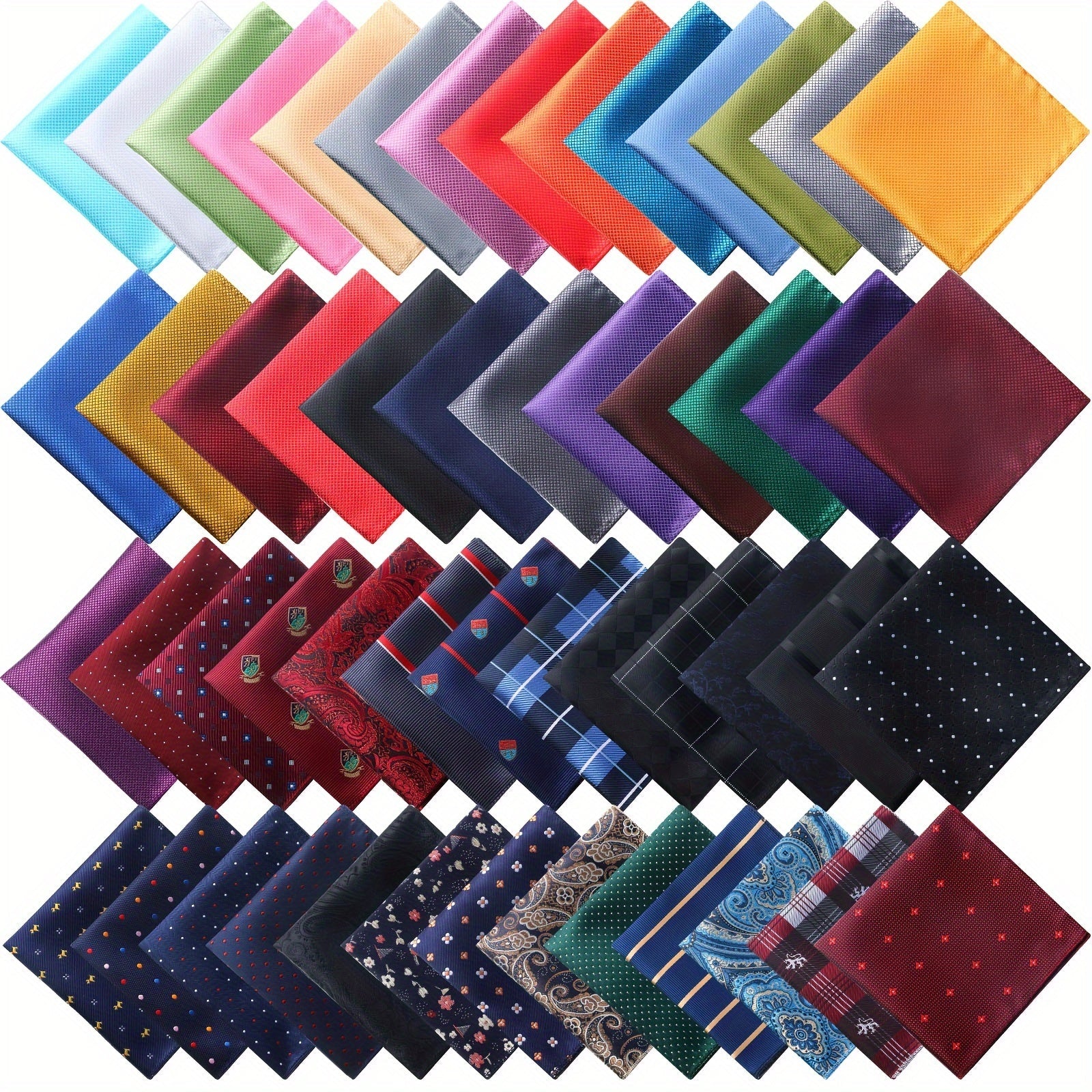 Pocket Squares - for Men 52pcs Bulk Set - Soft Woven Handkerchief Suit Accessories 9x9 Inch - product detail view 8