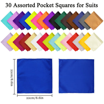 Pocket Squares - Square Set 30 Pack for Men Solid Color Handkerchiefs Soft Quick-Dry Fabric - product detail view 2