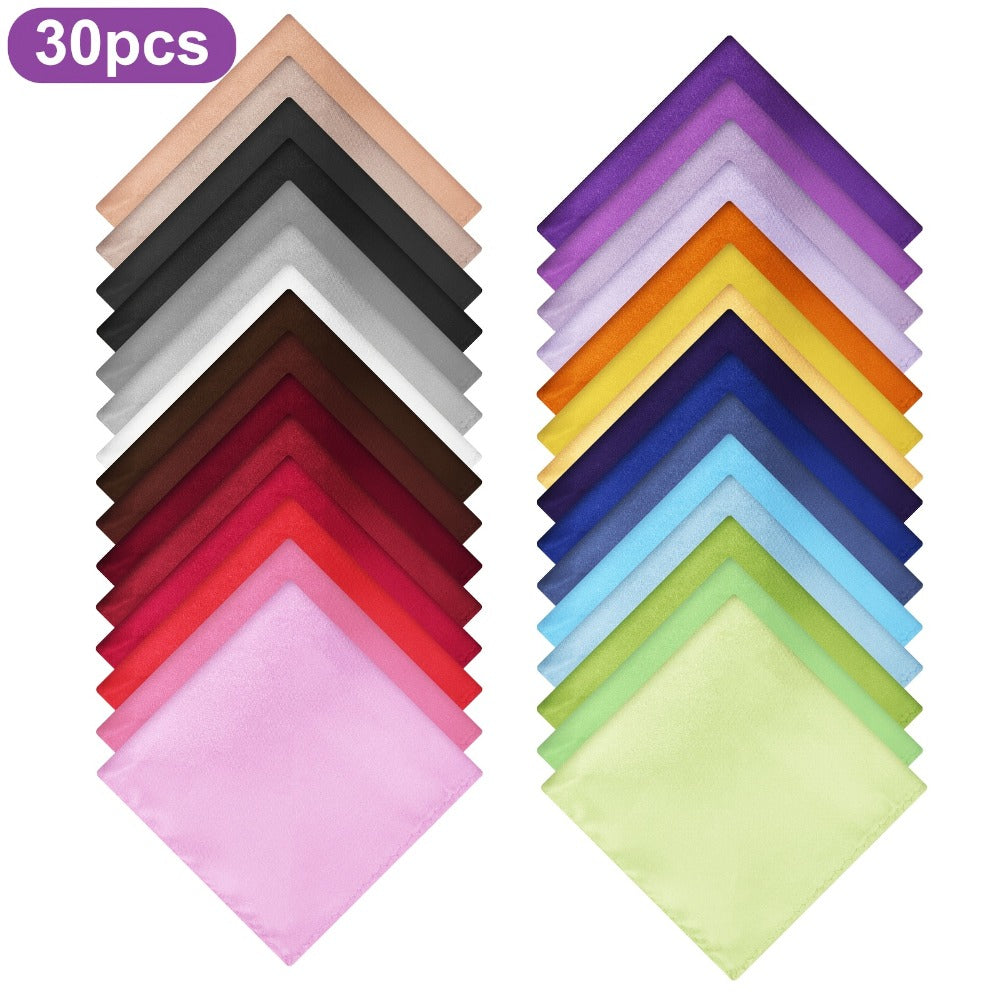 Pocket Squares - Square Set 30 Pack for Men Solid Color Handkerchiefs Soft Quick-Dry Fabric - product detail view 15