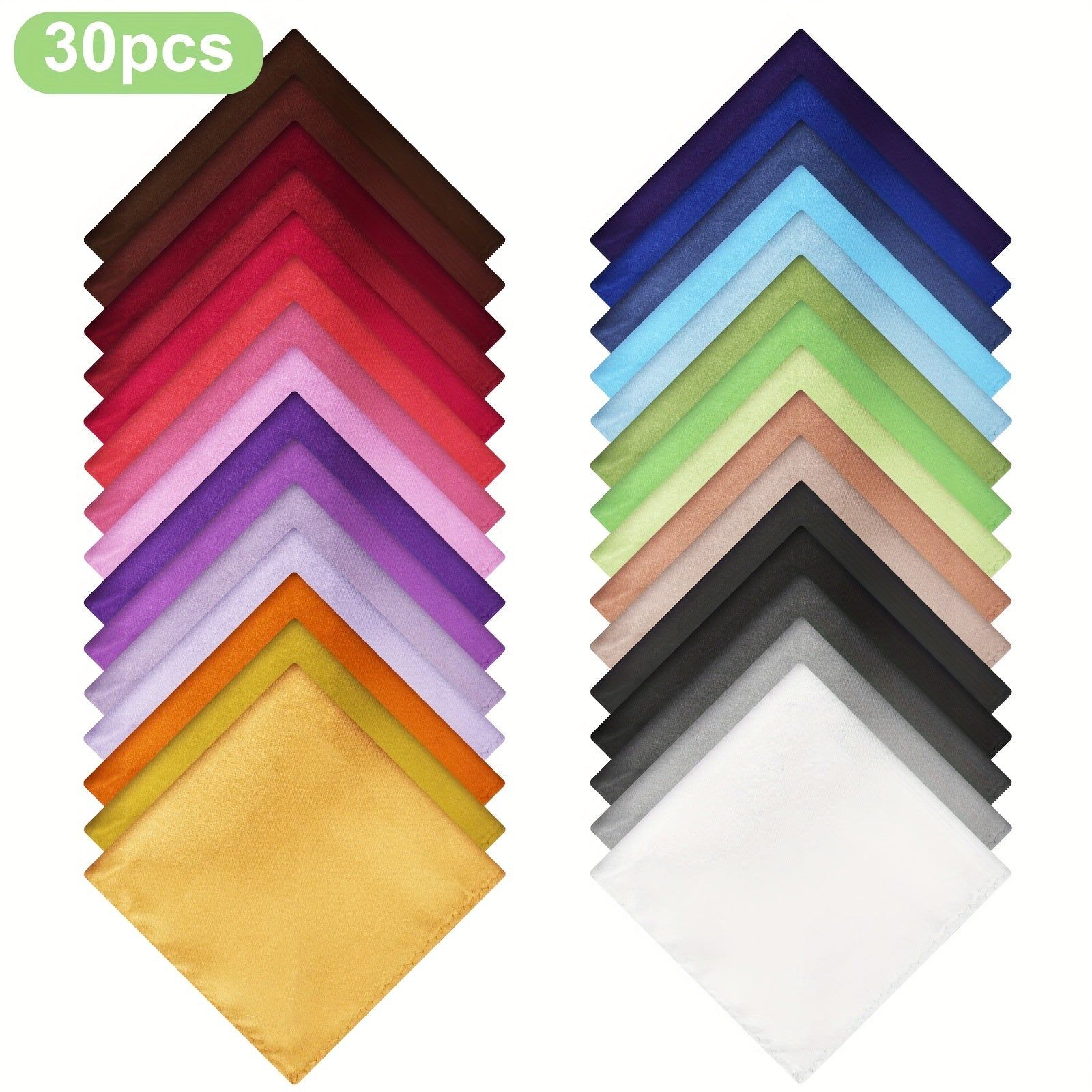Pocket Squares - Square Set 30 Pack for Men Solid Color Handkerchiefs Soft Quick-Dry Fabric - product detail view 16