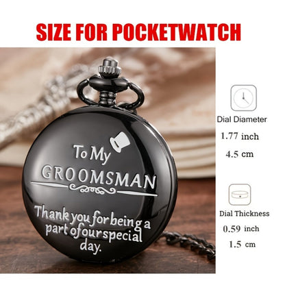 Pocket Watch - for Men Classic Engraved Quartz Round Design World Time Groomsmen Gift - product detail view 6