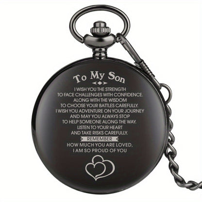 Pocket Watch - Gift Set for Son Quartz Analog with Dad Tool Keychain & Encouraging - product detail view 6