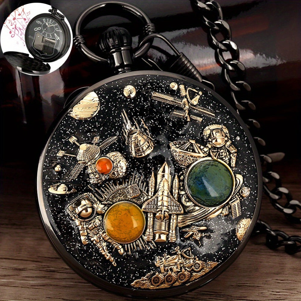 Pocket Watch - Music with Chain Space Series Quartz for Men & Women, Necklace , Unique - product detail view 3