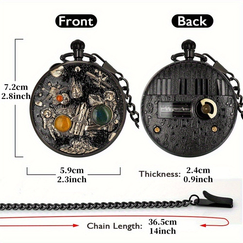Pocket Watch - Music with Chain Space Series Quartz for Men & Women, Necklace , Unique - product detail view 6