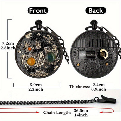 Pocket Watch - Music with Chain Space Series Quartz for Men & Women, Necklace , Unique - product detail view 6