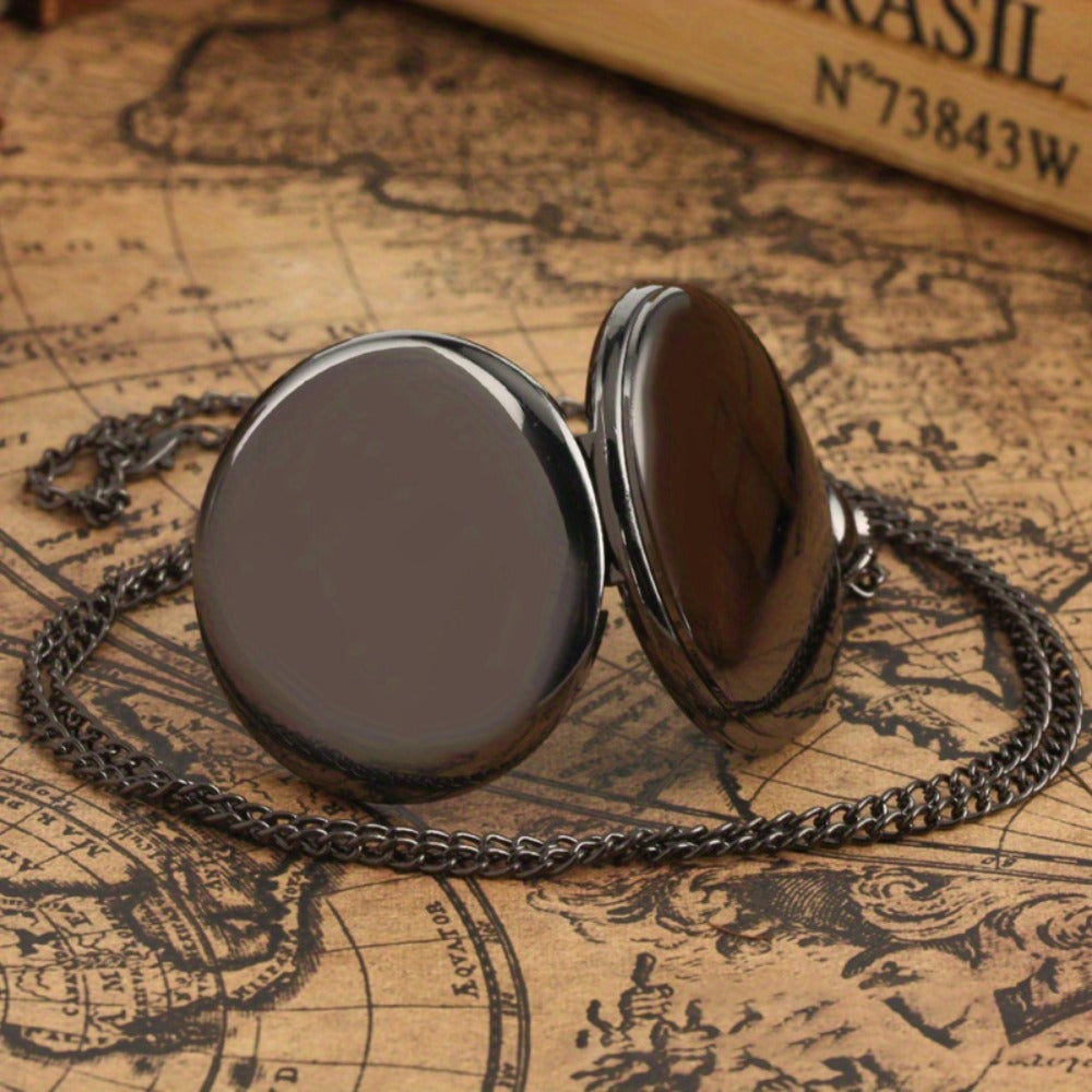 Pocket Watch - Steampunk Necklace Pendant Retro Vintage Quartz Clock Smooth Zinc Alloy - product detail view 8