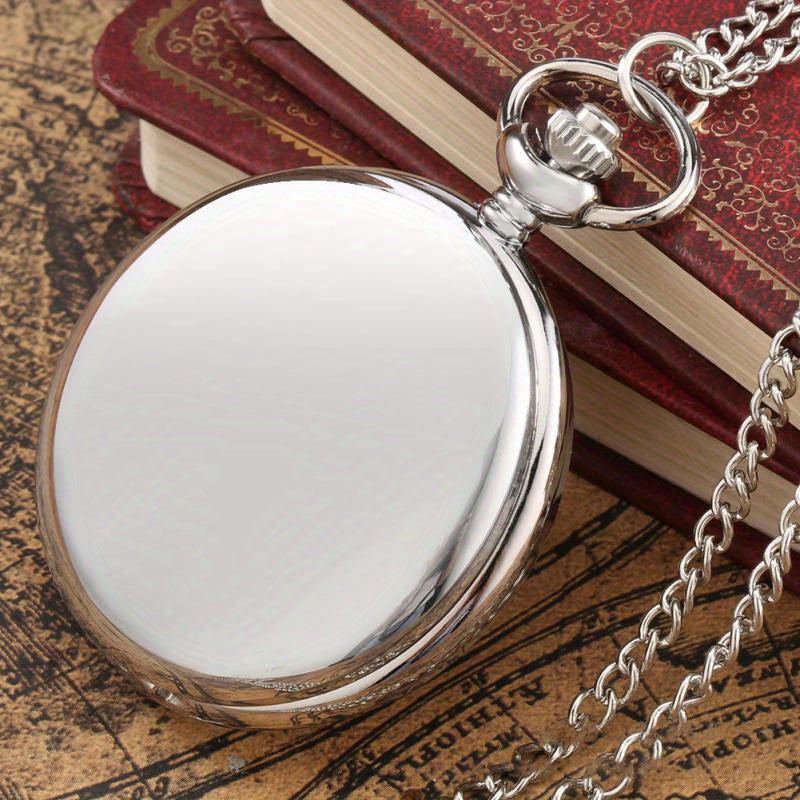 Pocket Watch - Steampunk Necklace Pendant Retro Vintage Quartz Clock Smooth Zinc Alloy - product detail view 11