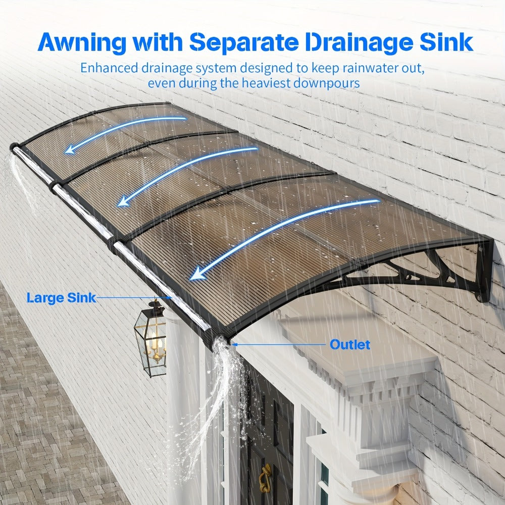 Polycarbonate Door Awning with UV Protection and Multiple Color Options for Patio detail image - detail view 5