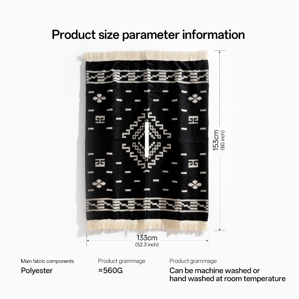 Ponchos & Shawls - Poncho for Men Vintage Geometric Pattern Tassel Detail Warm Acrylic Shawl - product detail view 2