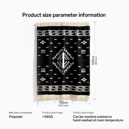 Ponchos & Shawls - Poncho for Men Vintage Geometric Pattern Tassel Detail Warm Acrylic Shawl - product detail view 2