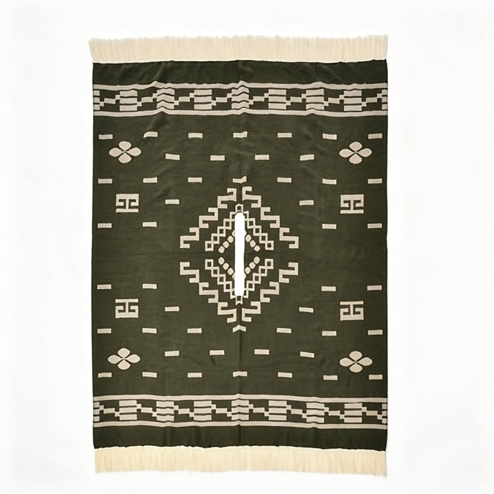 Ponchos & Shawls - Poncho for Men Vintage Geometric Pattern Tassel Detail Warm Acrylic Shawl - product detail view 9