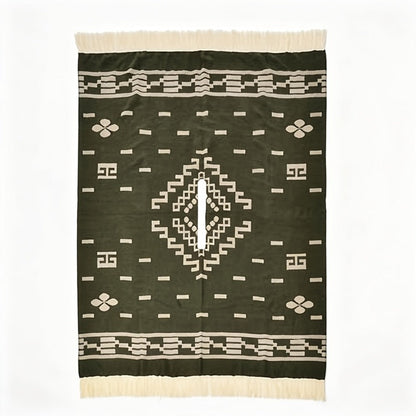 Ponchos & Shawls - Poncho for Men Vintage Geometric Pattern Tassel Detail Warm Acrylic Shawl - product detail view 9