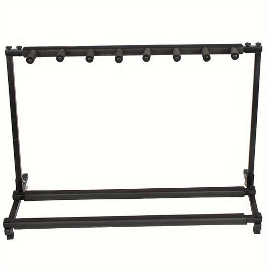 Portable 7-Guitar Folding Rack Stand with Padded Slots and Carry Bag shown in the main product view