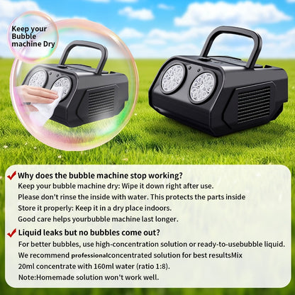 Portable Dual-Fan Bubble Machine with LED Lights and Carry Handle detail image - detail view 6