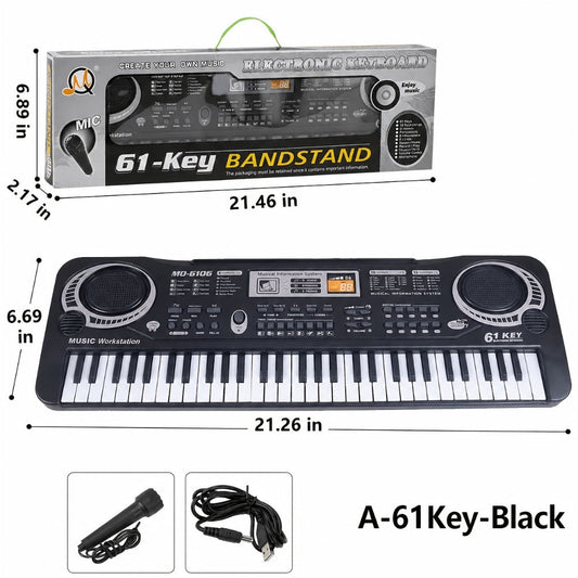 Portable Electronic Keyboard, Piano Keyboard, USB, 61-Key, Piano, Set for Beginner Lessons detail image