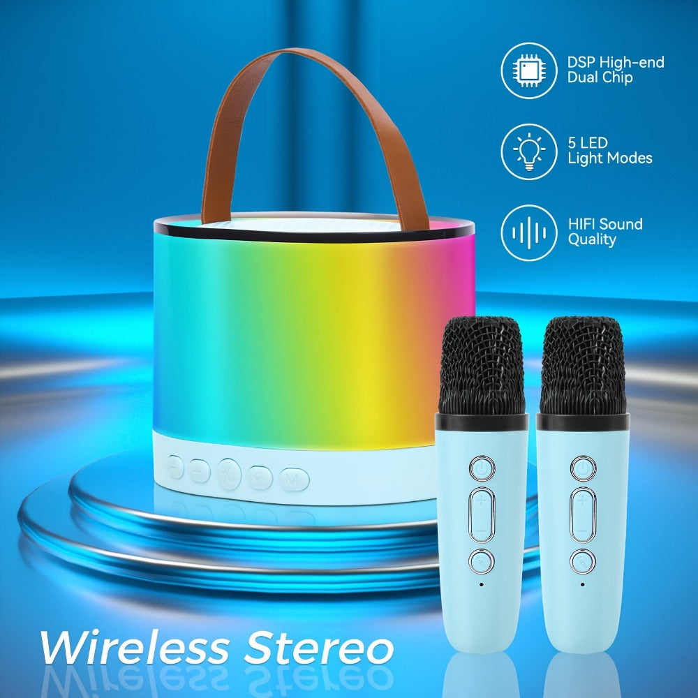 Portable Karaoke Speaker with 2 Wireless Mics, LED Lights and TWS detail image - detail view 3