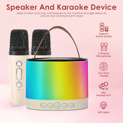 Portable Karaoke Speaker with 2 Wireless Mics, LED Lights and TWS detail image - detail view 7
