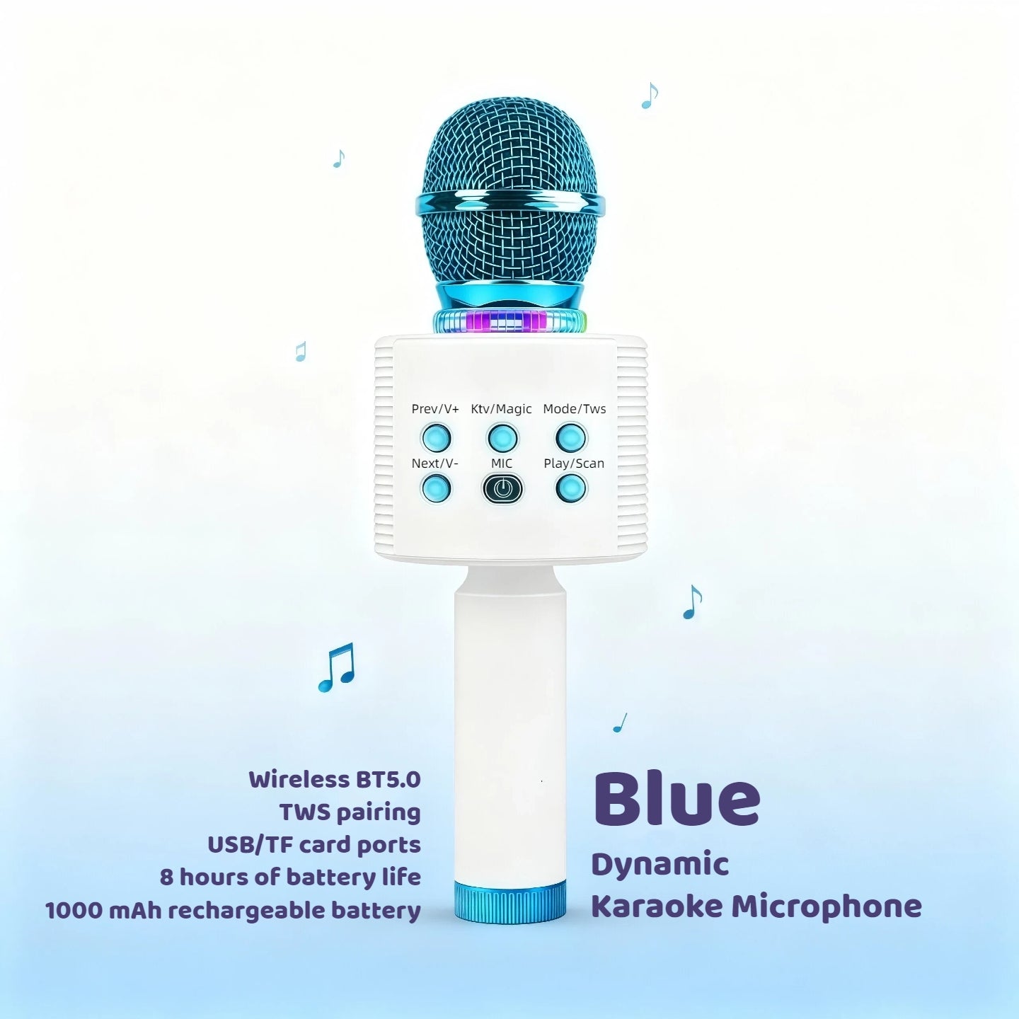 Portable Karaoke System shown in the Round-Blue option