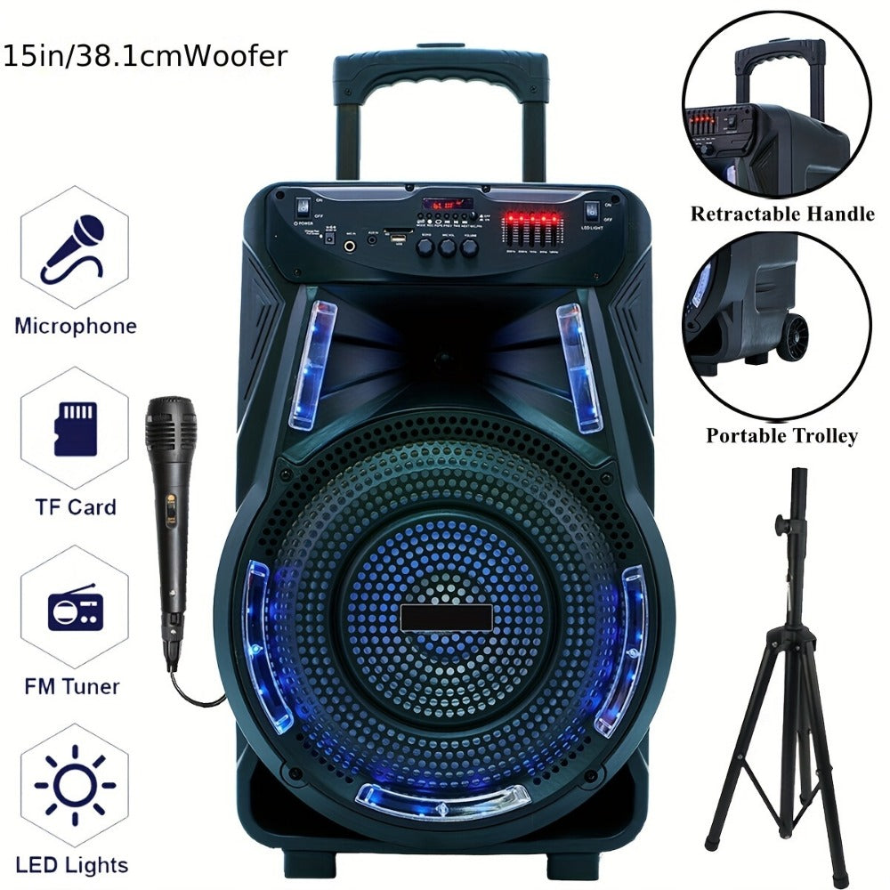 Portable PA Speaker, 15-inch Woofer, Sound Activated, Remote Control, Wireless for Parties detail image - detail view 3