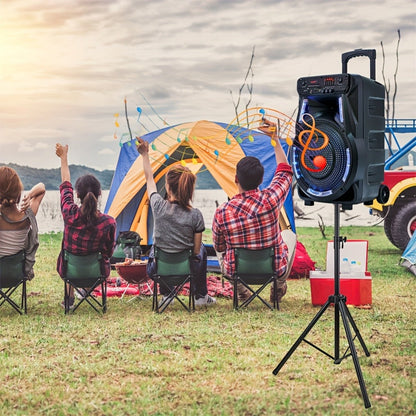 Portable PA Speaker, 15-inch Woofer, Sound Activated, Remote Control, Wireless for Parties detail image - detail view 7