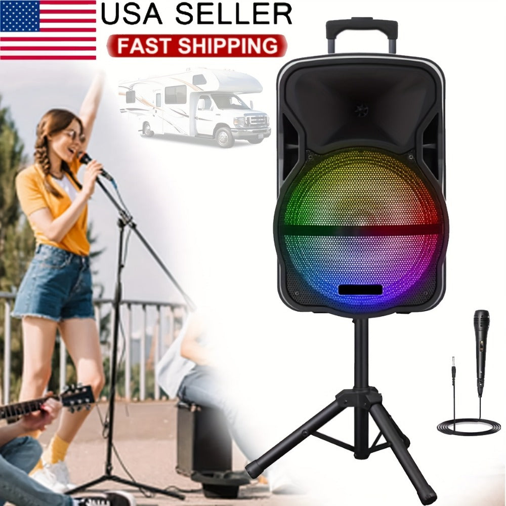 Portable PA Speaker, 15-inch Woofer, Sound Activated, Remote Control, Wireless for Parties detail image - detail view 8