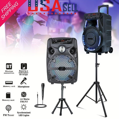 Portable PA Speaker, 15-inch Woofer, Sound Activated, Remote Control, Wireless for Parties detail image - detail view 9