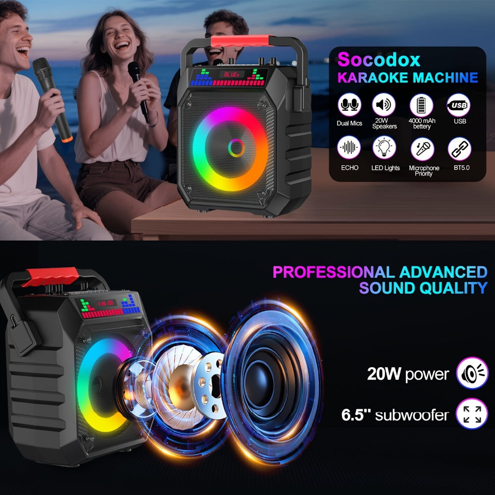 Portable PA Speaker, 20W, Wireless, USB, Karaoke, System, Featuring for Parties detail image - detail view 10