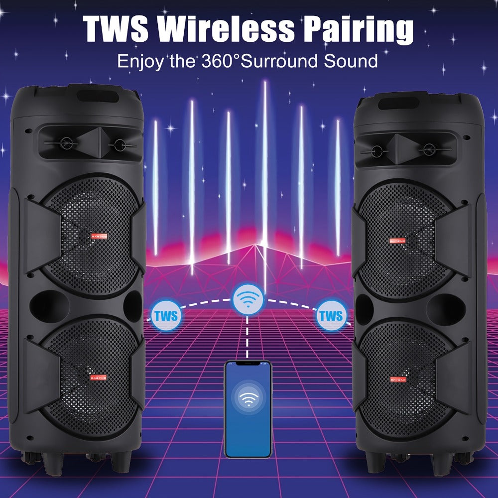 Portable PA Speaker, 59cm, Remote Control, Bluetooth, Dual, Karaoke for Parties detail image - detail view 9