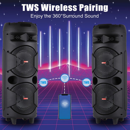 Portable PA Speaker, 59cm, Remote Control, Bluetooth, Dual, Karaoke for Parties detail image - detail view 9