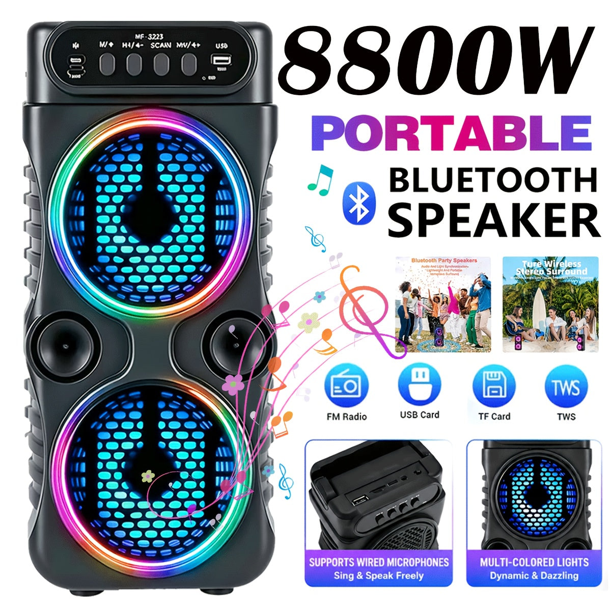 Portable PA Speaker shown in the Black option
