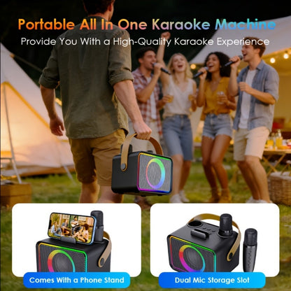 Portable PA Speaker, Black, Wireless, USB, Karaoke, Machine, Microphones for Parties detail image - detail view 6
